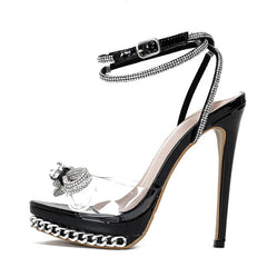 Summer Crystal Bowknot Transparent Sandals