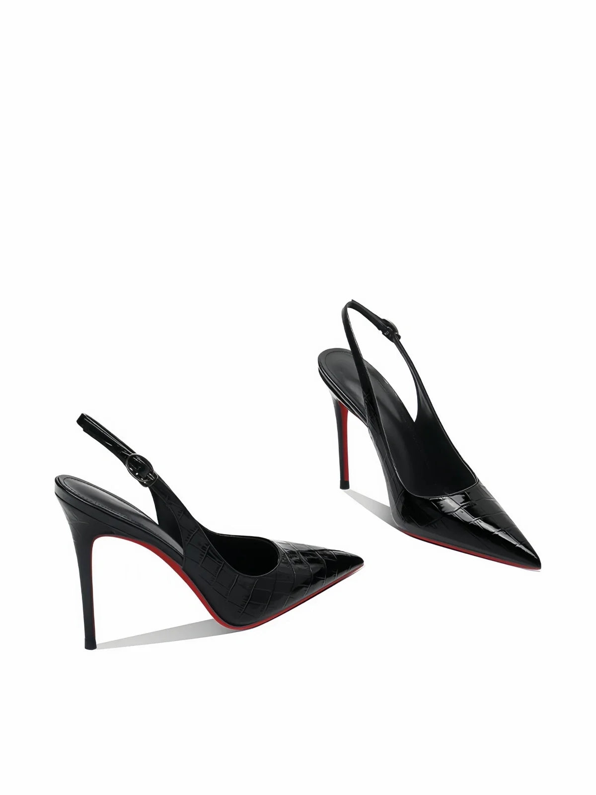 French style stunning black stone patterned high-heeled shoes