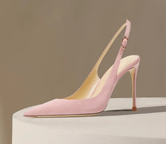 Fashionable suede toe cap fine heeled Sandals