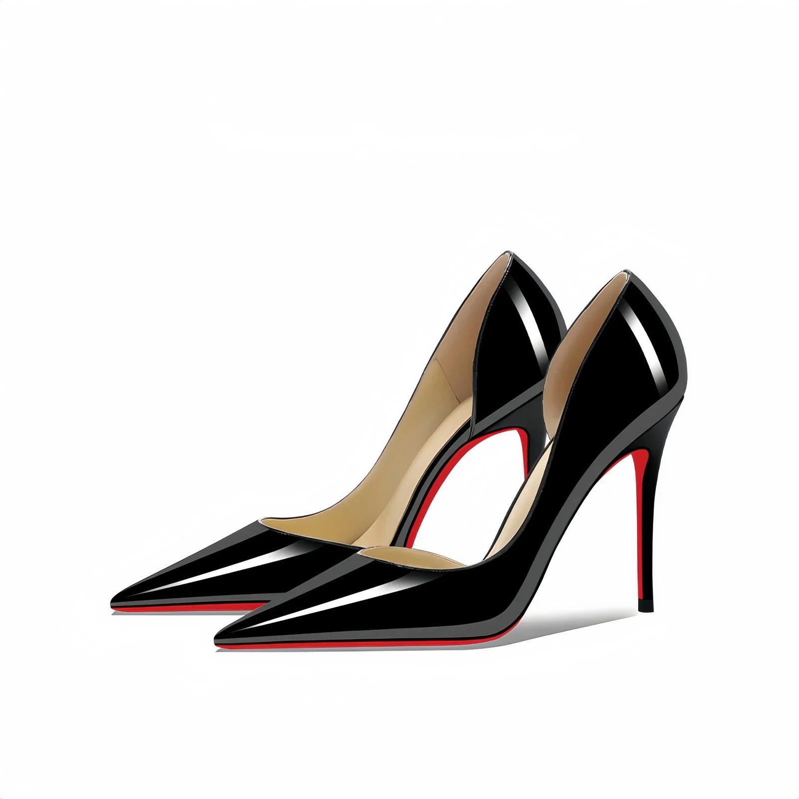 Black suede pointed high heels