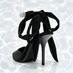 Black Velvet Pointed Toe Heels