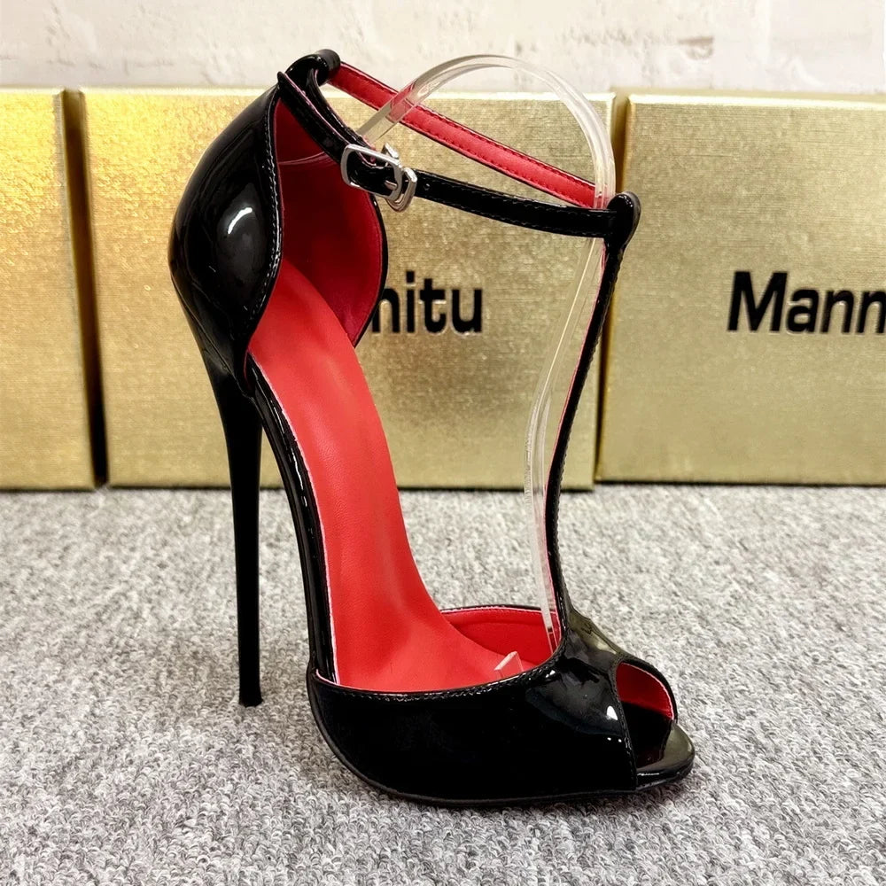 T-shape Strap 16cm High Heels Sandals