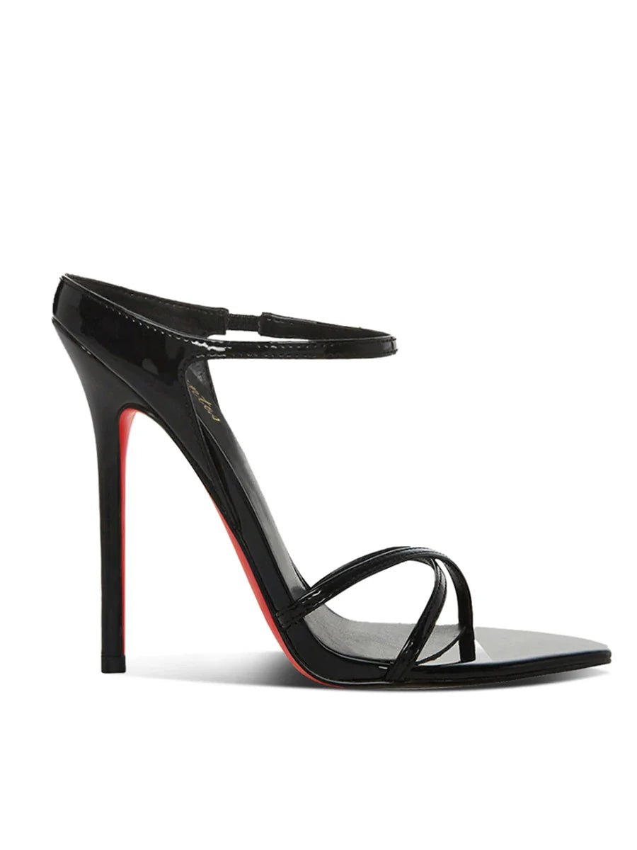 Black Slim Heeled Sandals