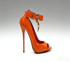 Orange Big Buckle High Heels