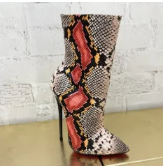Snake Pattern Short Boots