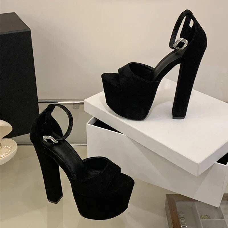 Model Show Sexy Extreme High Heels Chunky Platform Sandals