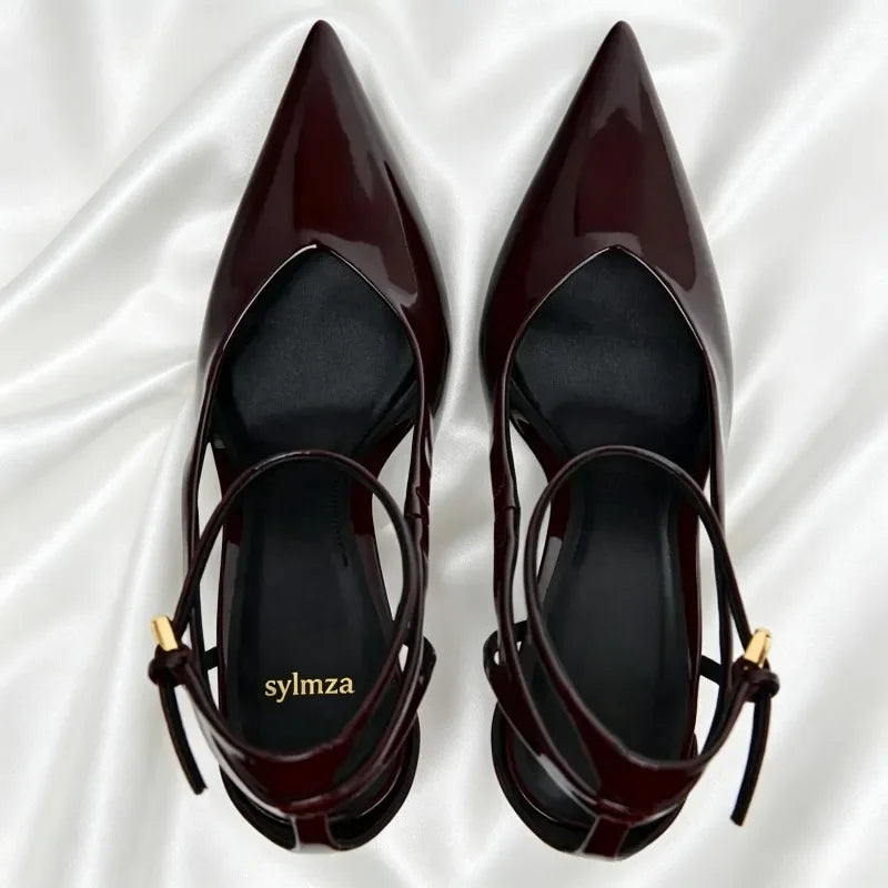 Ankle Strap Buckle Slingback Design Stiletto Sandals