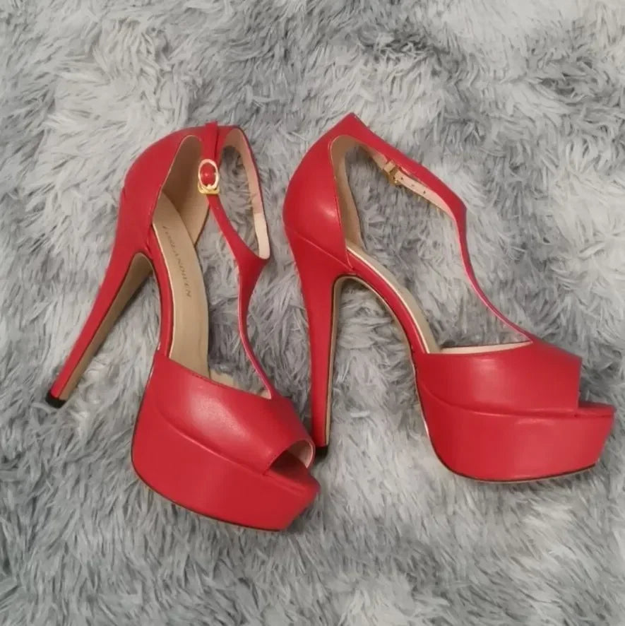 14cm Peep Toe Ankle Strap Sandals Stilettos Pumps