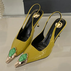 Designer Inlay Diamond Pointed Toe Pumps