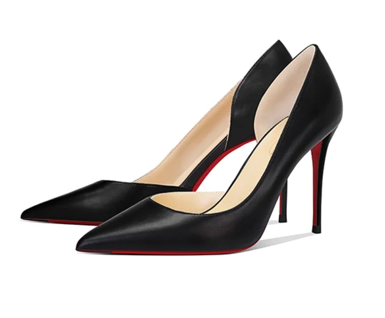 Black Suede Side Empty High Heels Versatile