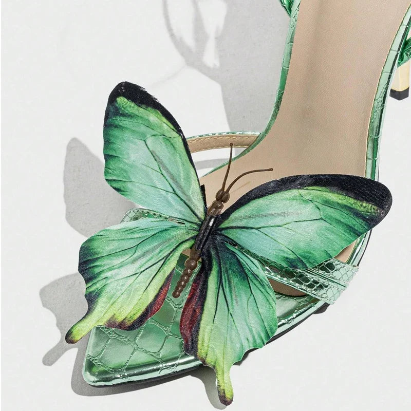Butterfly Stiletto High Heels Ladies Ankle Strap Sexy Sandals