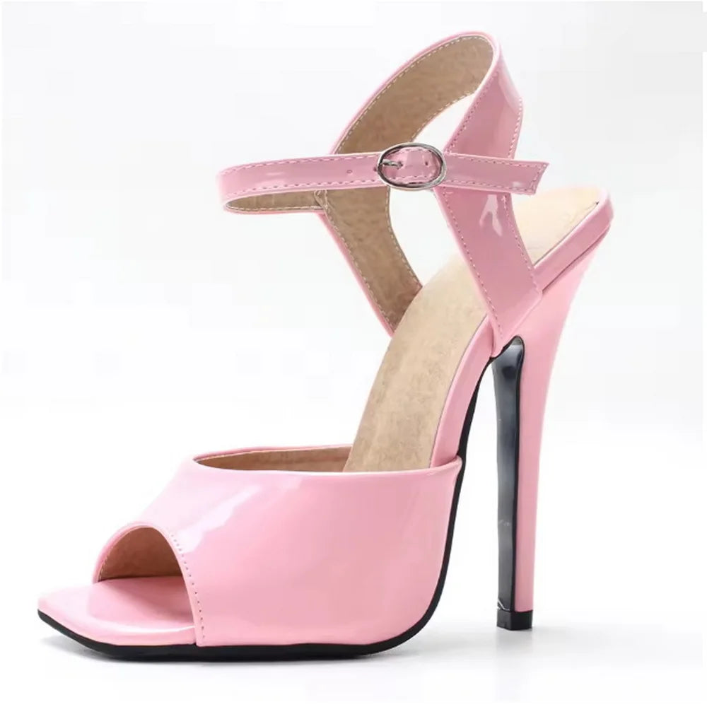 Open Square Toe Fishmouth 14CM High Heeled Sandals