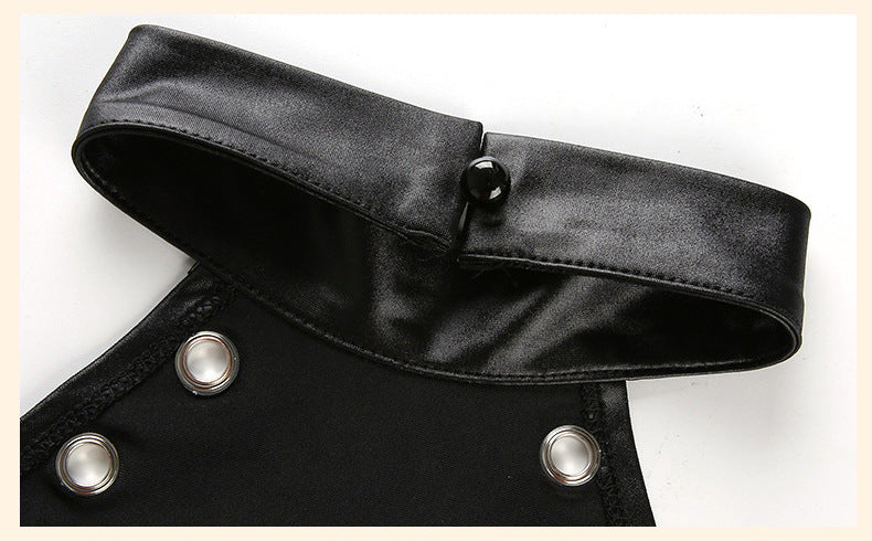 Sexy Womens Black Bodysuit Kinky Leather Lingerie Slutty Teddy