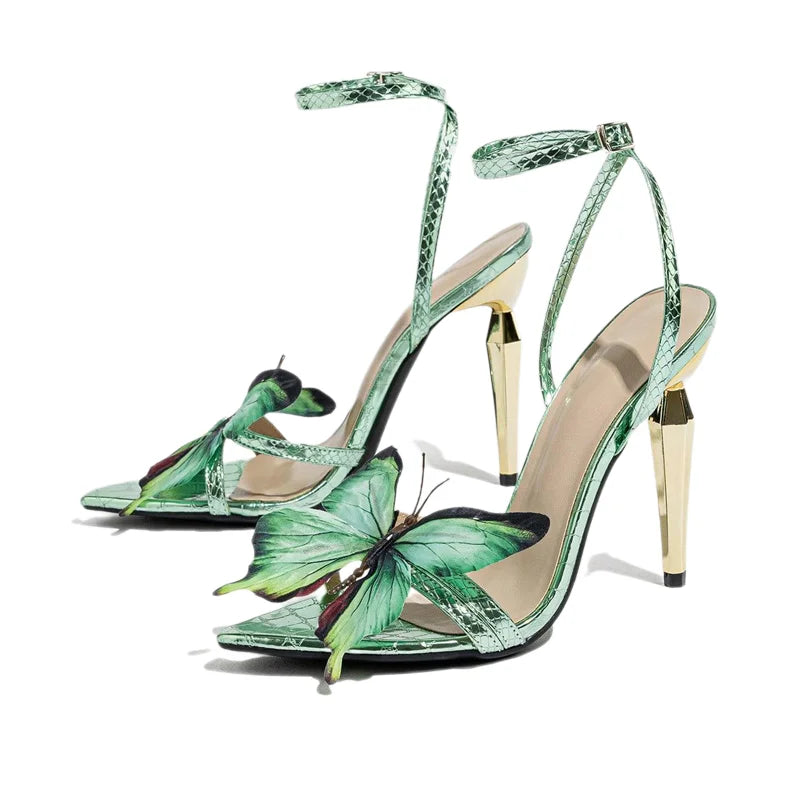 Butterfly Stiletto High Heels Ladies Ankle Strap Sexy Sandals