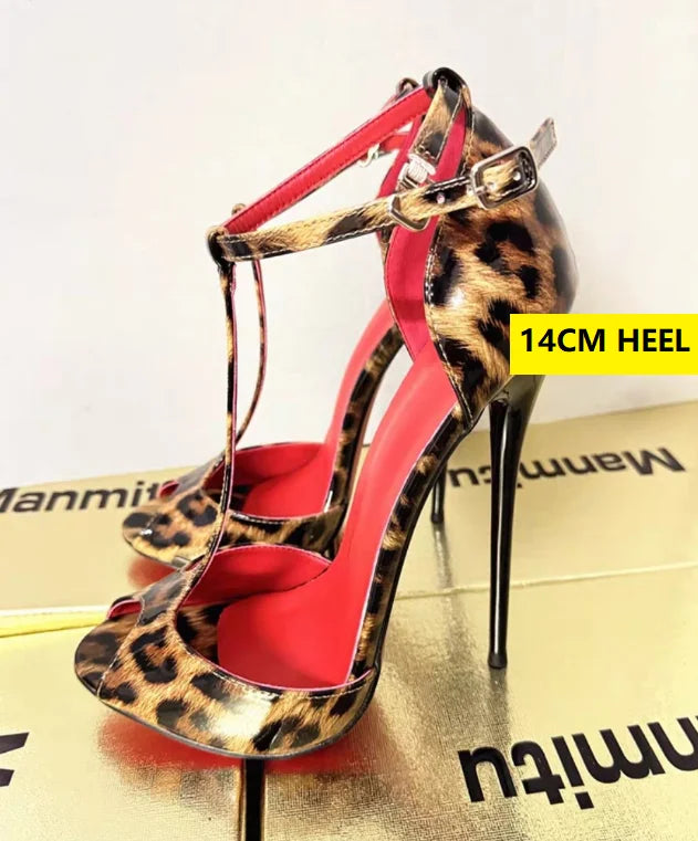 T-shape Strap 16cm High Heels Sandals