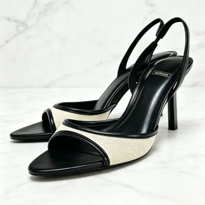 Concise Mixed Colors Open-toe Heeled Sandals