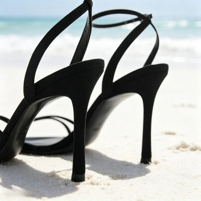 Cross-tied High-Heel Sandal
