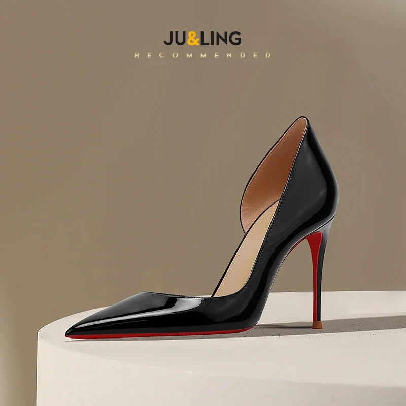 Black Suede Side Empty High Heels Versatile