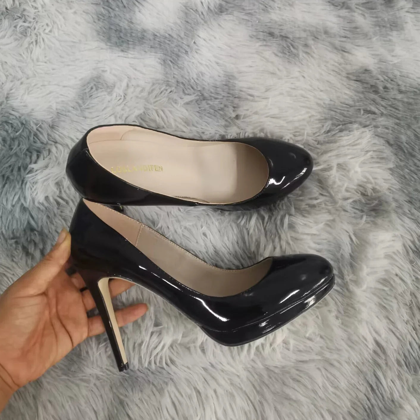11cm Round Toe High Heels Shallow Elegant Lady Office Party Wedding Shoes Big Size