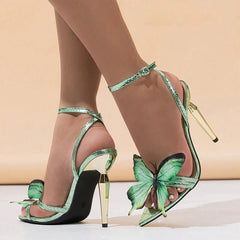 Butterfly Stiletto High Heels Ladies Ankle Strap Sexy Sandals