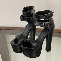 Big Size 43 44 45 Black Chunky Platform Sandals