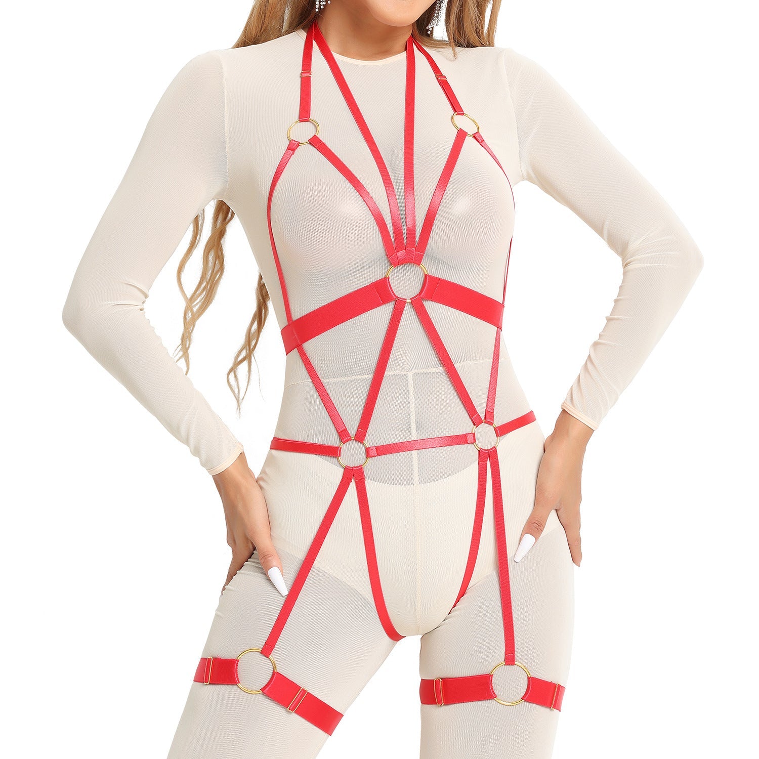 Wife White Bodysuit Submissive HubLai Harness Lingerie Chubby Teddy