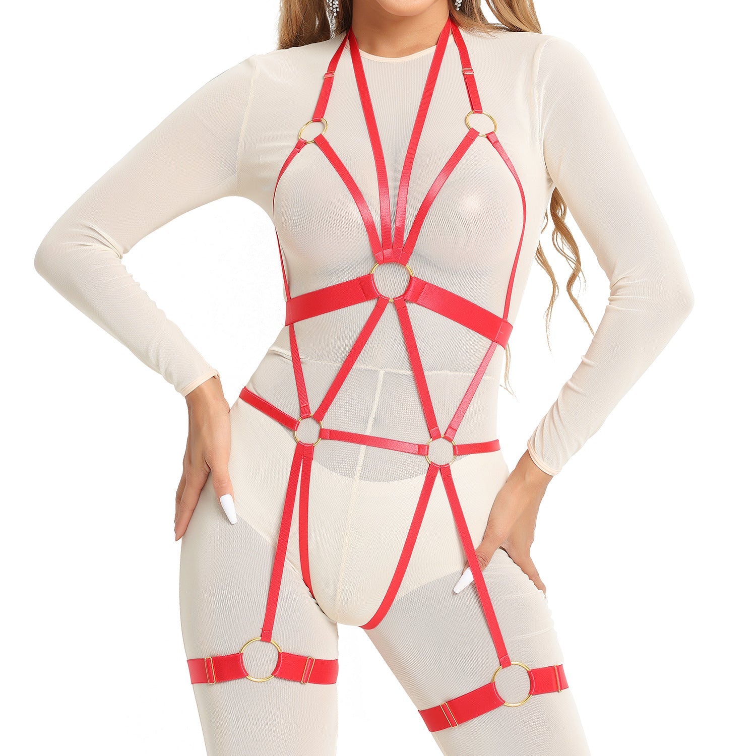 Wife White Bodysuit Submissive HubLai Harness Lingerie Chubby Teddy