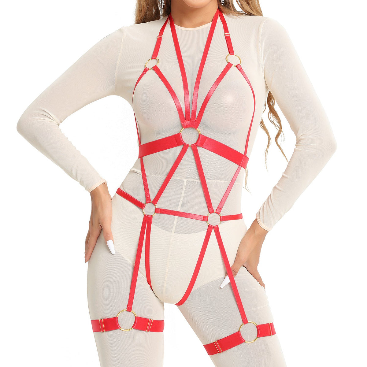 Wife White Bodysuit Submissive HubLai Harness Lingerie Chubby Teddy