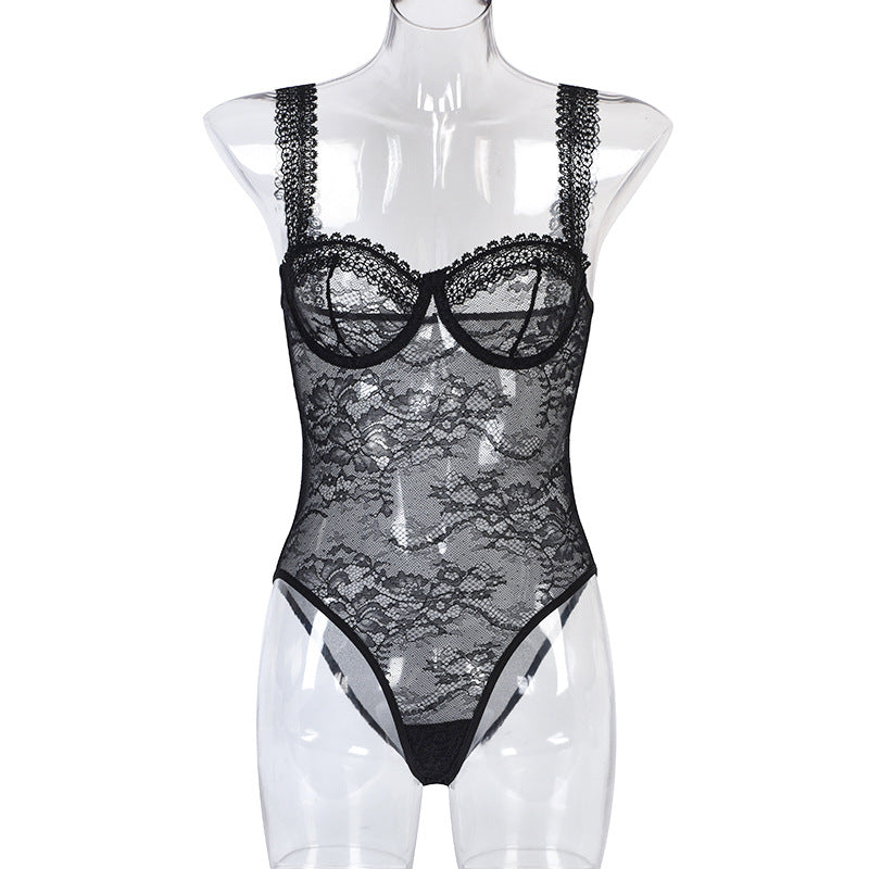 Women Sheer Lingerie Bodysuit Teddy
