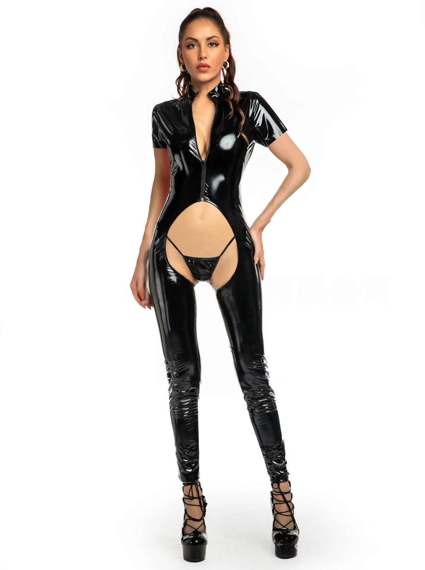 Crotchless Bodysuit Black HubLai