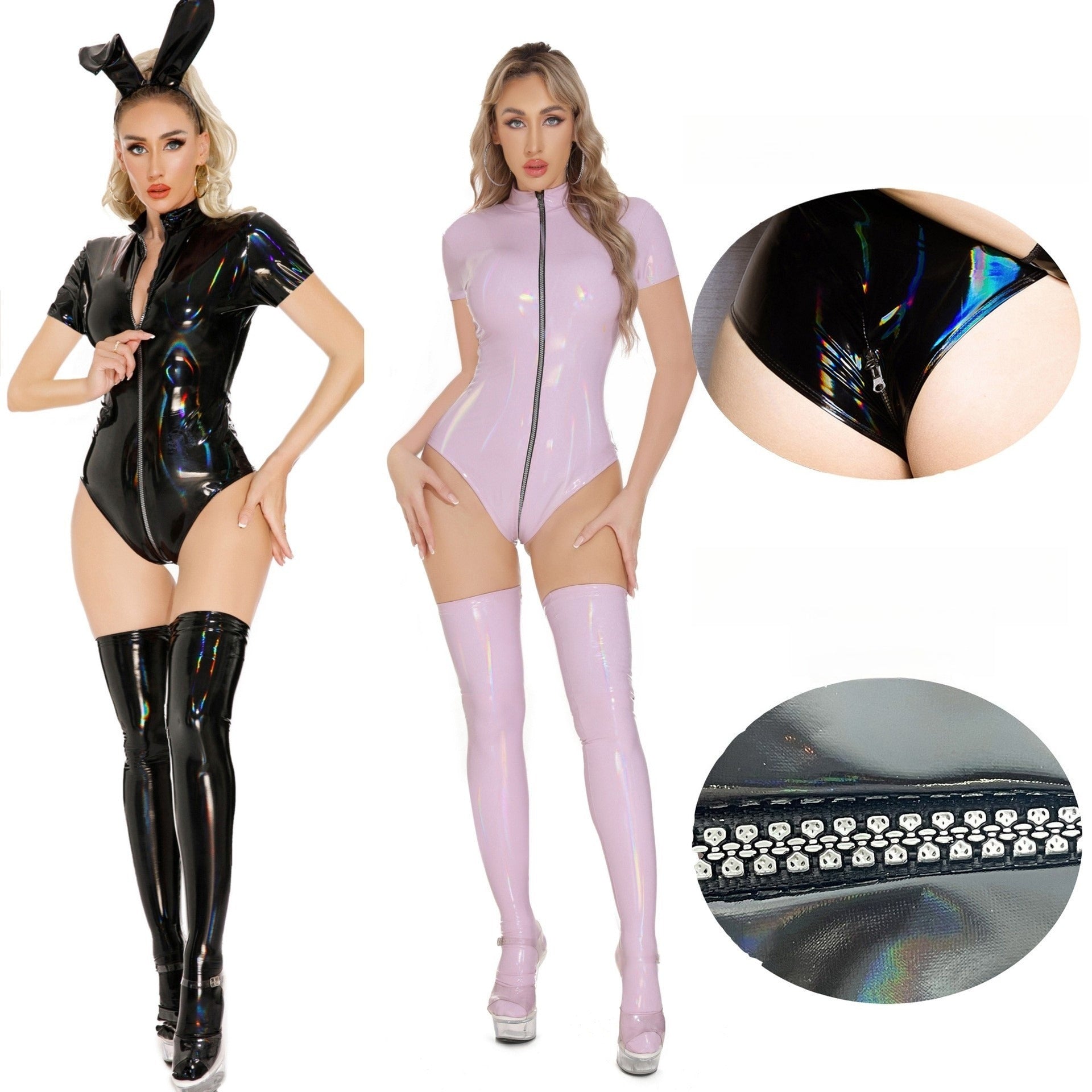 Pink Vinyl Bodysuit